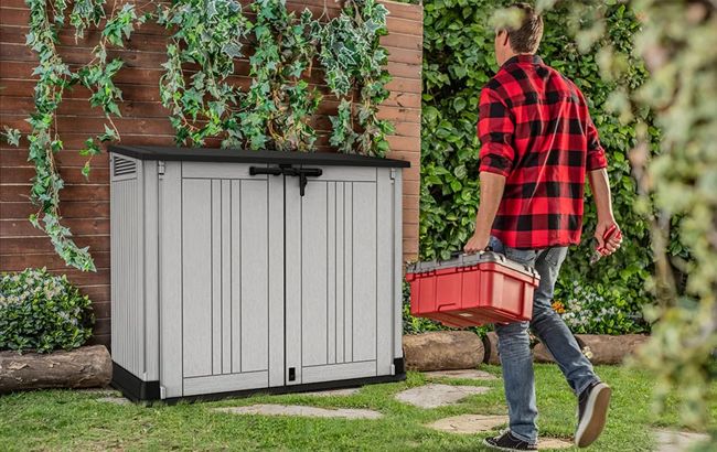 Cobertizo de exterior SIO Midi - 130x74x110 cm y 880L - Marrón