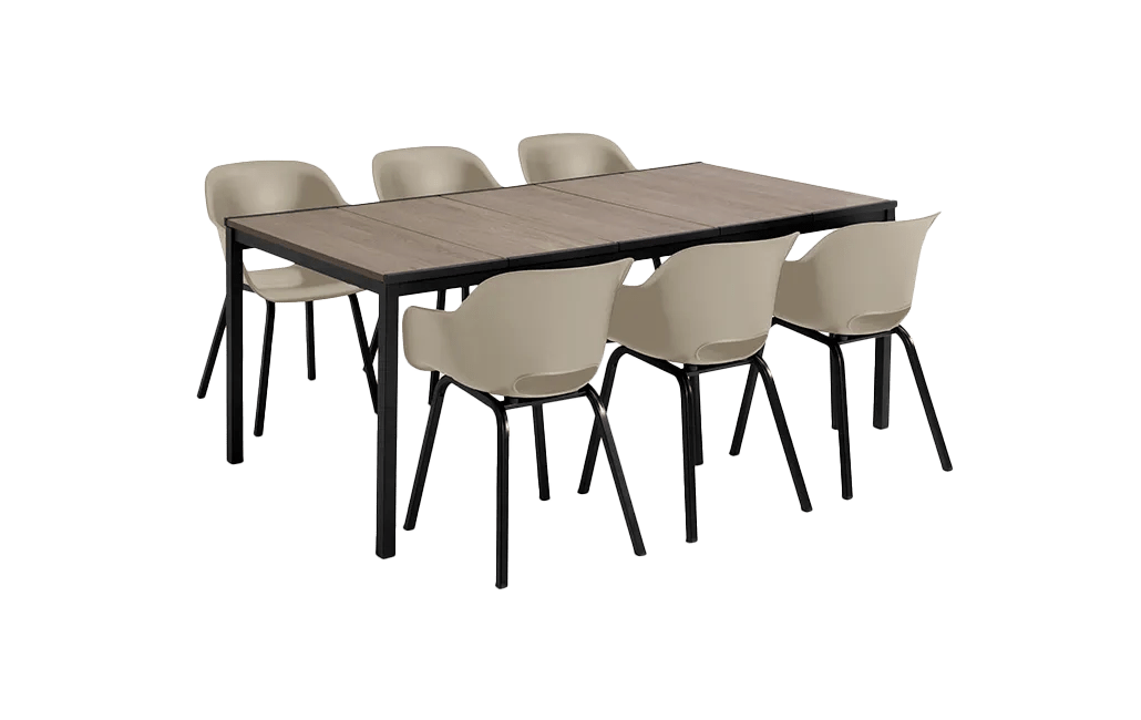 Signature Porto Tisch 200 cm + 6x Noa Stühle Silber Salbei -