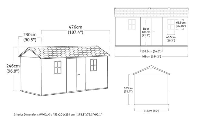 Caseta de exterior Newton Plus 1575 - 230x476x246 cm y 10 m2