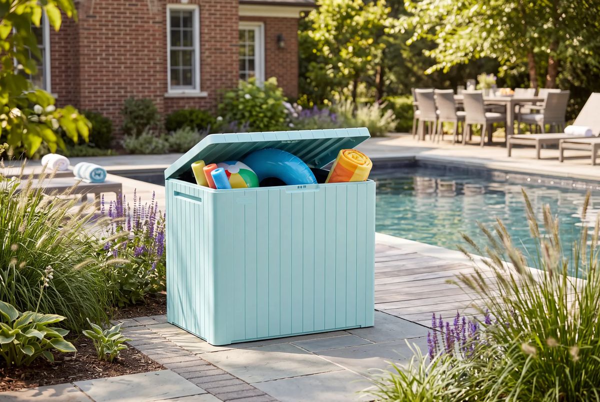 City Box 30 Gallon Deck Box - Turquoise - Keter US