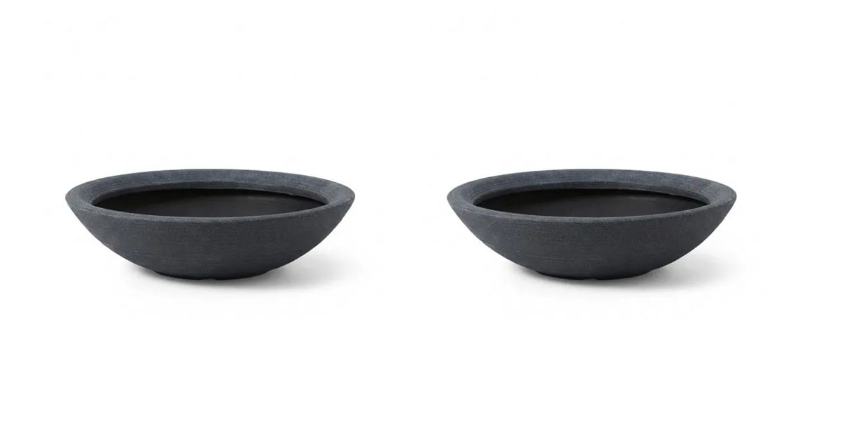 Varese Low Bowl Planter 60cm Set of 2 - Millstone Grey