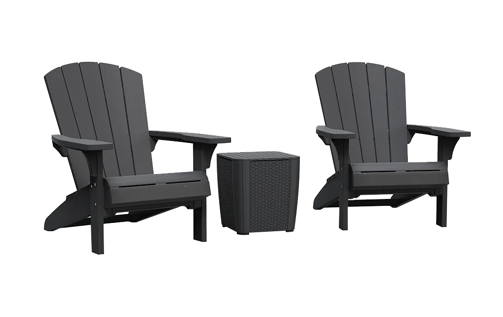 Troy Adirondack Stühle mit Luzon Tisch – 81x80x96,5 cm - Grau