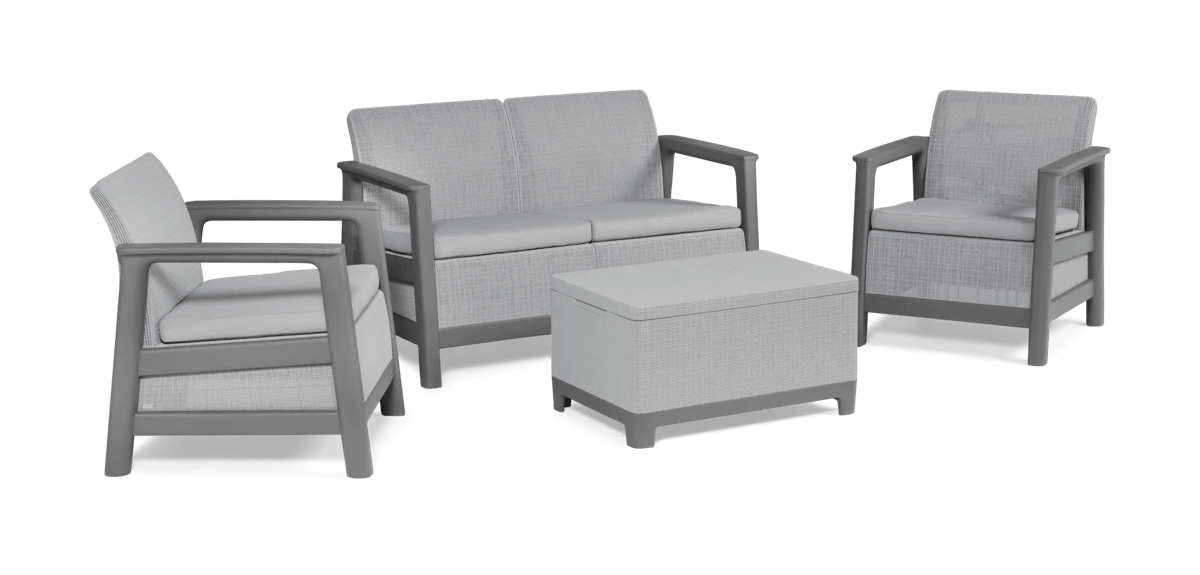 Conjunto de exterior de 4 plazas Scandi con mesa de almacenamiento - 