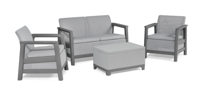 Conjunto de exterior de 4 plazas Scandi con mesa de almacenamiento - 