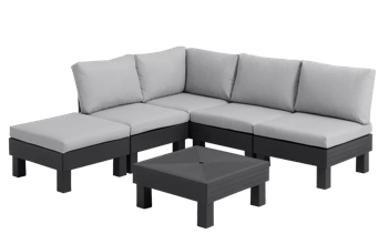 Elements 5 Seater Corner Modular Lounge Set - Graphite - Lounge Sets