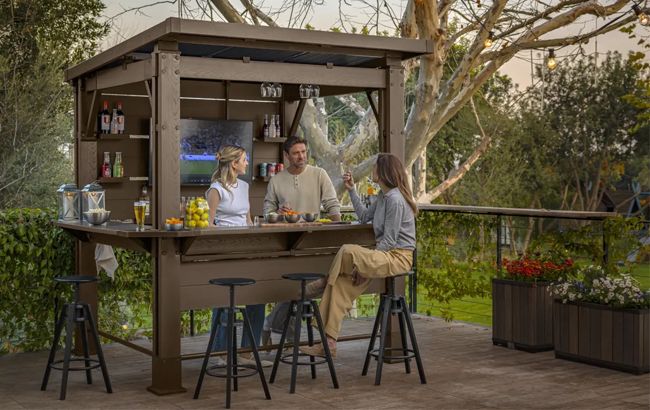 Outdoor Bar Gazebo 7.5x6.5 Shade Structure - Keter US
