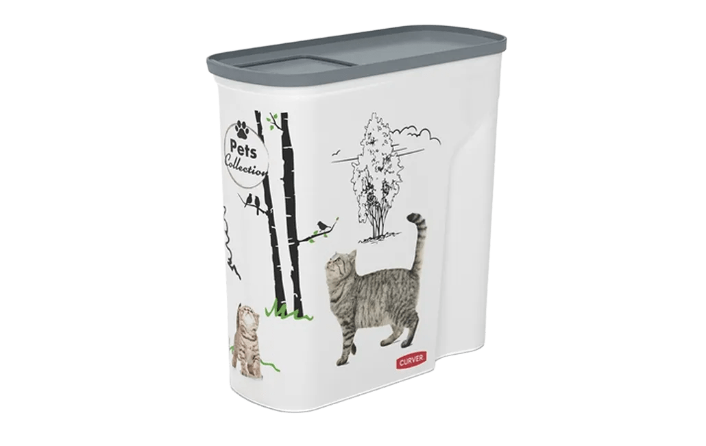 מיכל אחסון מזון יבש לחיות מחמד 6 ליטר - עיטור חתול