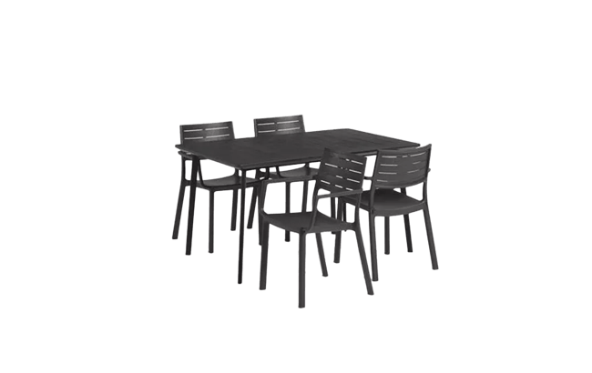 פינת אוכל פיג'י- שולחן ו 4 כיסאות - שחור