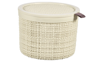 סלסלת אחסון יוטה עגולה 2 ליטר - קרם - אביזרים לחדר הכביסה