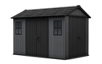 מחסן גינה ניוטון פלוס - 11x7.5 רחב - אפור - מחסנים לגינה- דמוי עץ