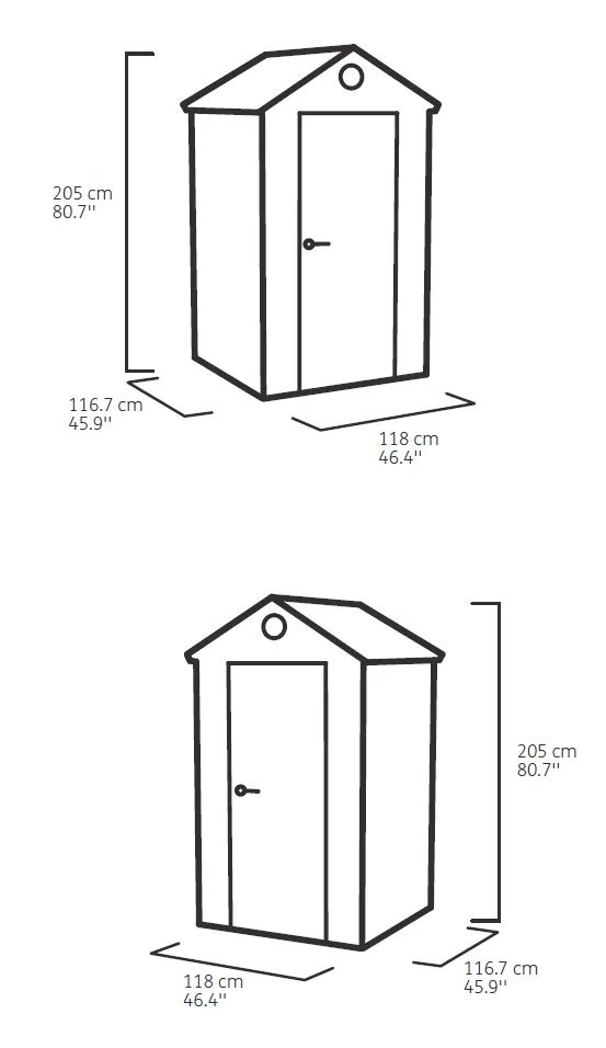 Caseta de exterior Darwin 4x4 125,8x116,7x205 cm y 1,5m2 - Gris