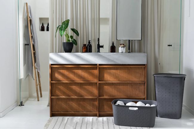 סל כביסה סופטקס 56 ליטר - אפור