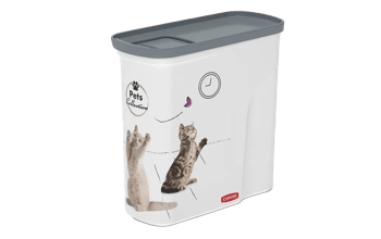 מיכל אחסון מזון יבש לחיות מחמד 2 ליטר - עיטור חתול - אחסון מזון יבש לכלב ולחתול