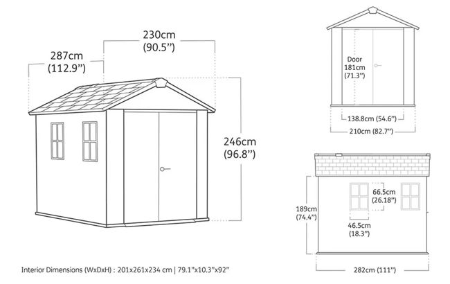 מחסן גינה ניוטון פלוס - 7.5x9 עמוק - אפור