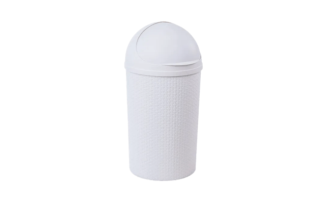 פח אשפה עם מצחייה ראטן 50 ליטר - לבן thumbnail