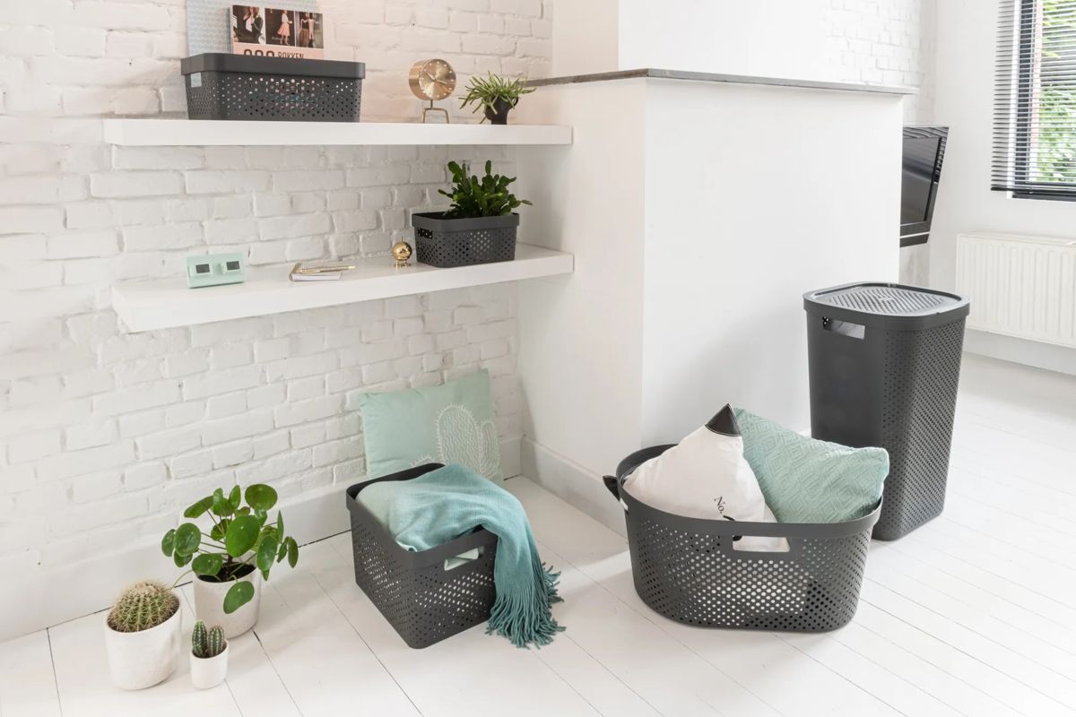 Infinity Dots Wasmand 60L - Antraciet