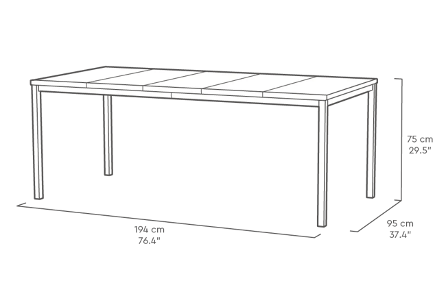 Signature Porto Tafel - 95x194x75cm - Ashwood