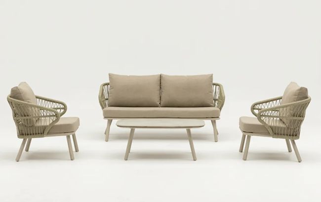 סט מערכת ישיבה זנזיבר אלומיניום  - בז