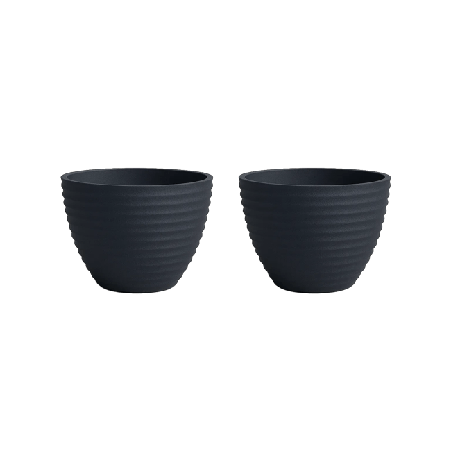 Honey Pot Low Planter 37cm Set of 2 - Millstone Grey