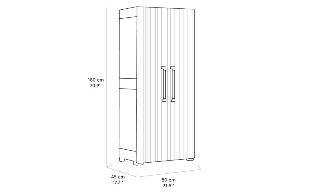 Armario escobero de exterior Groove - 180x45x80 cm. - Beige