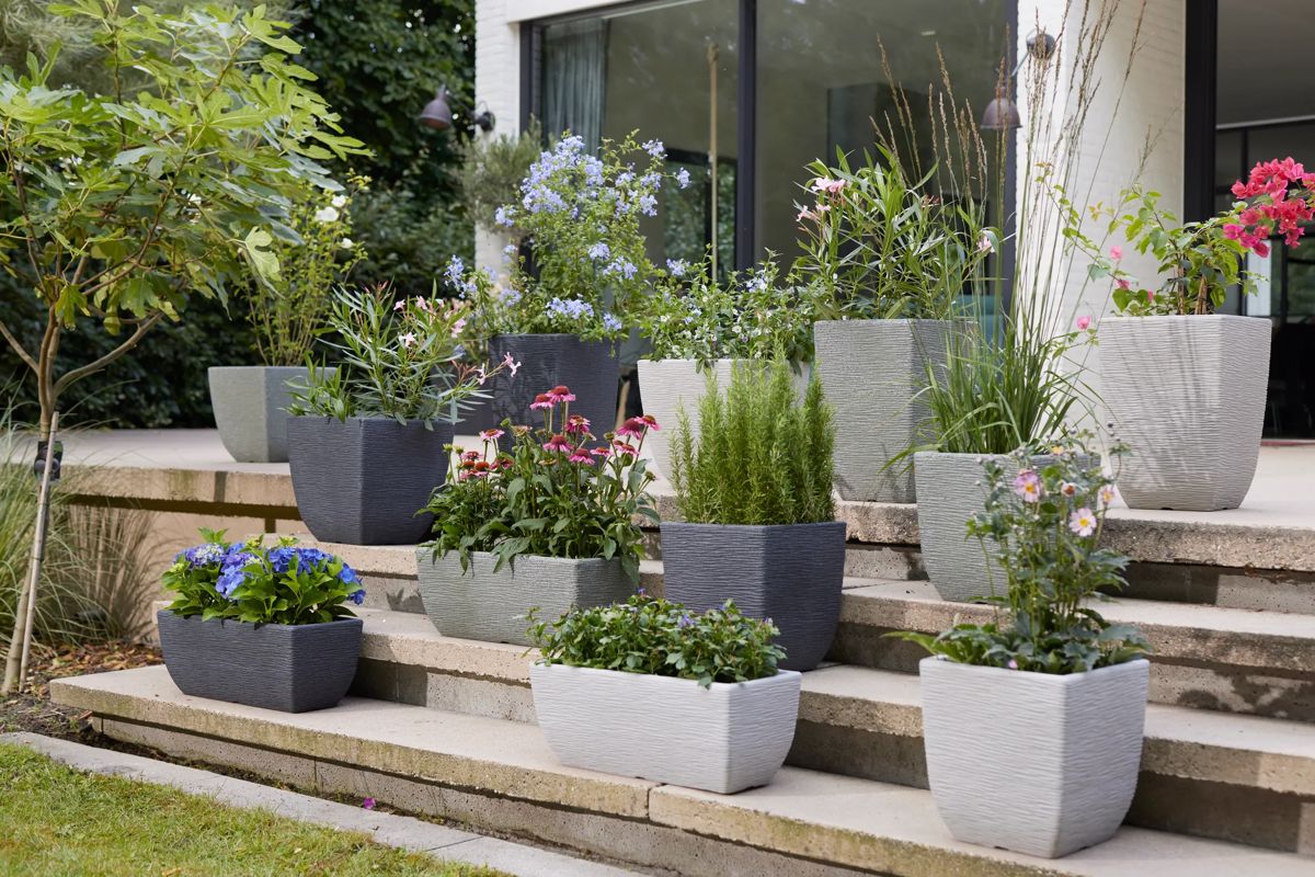 Cotswold Tall Square Planter 33cm Set of 2 - Marble Green