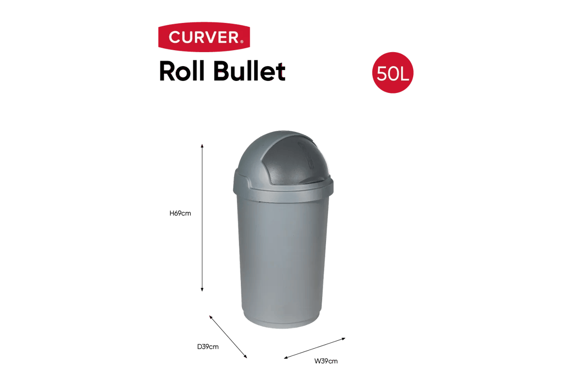 Roll Bullet Prullenbak 50L - Grijs