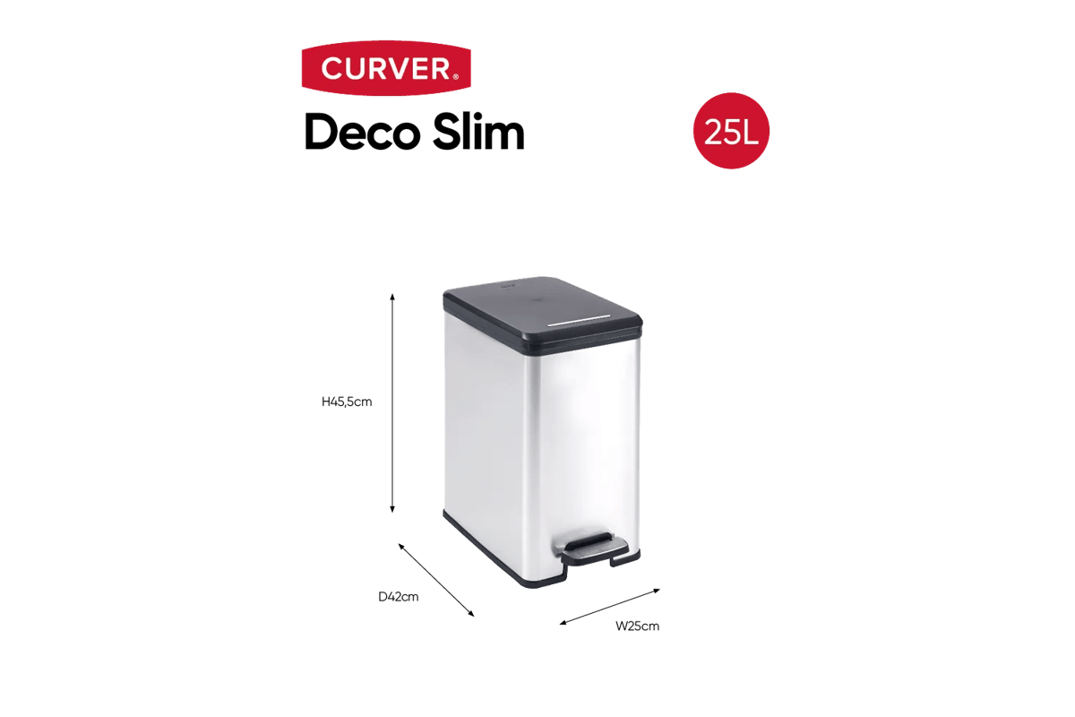Decobin Slim Prullenbak 25L - Zilver