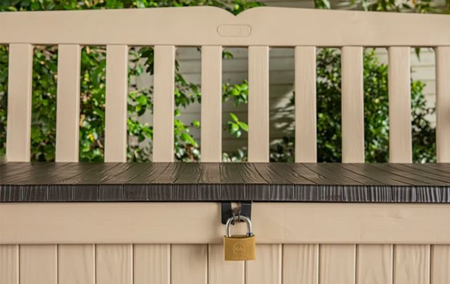 Solana Brown 70 Gallon Outdoor Storage Bench - Keter US