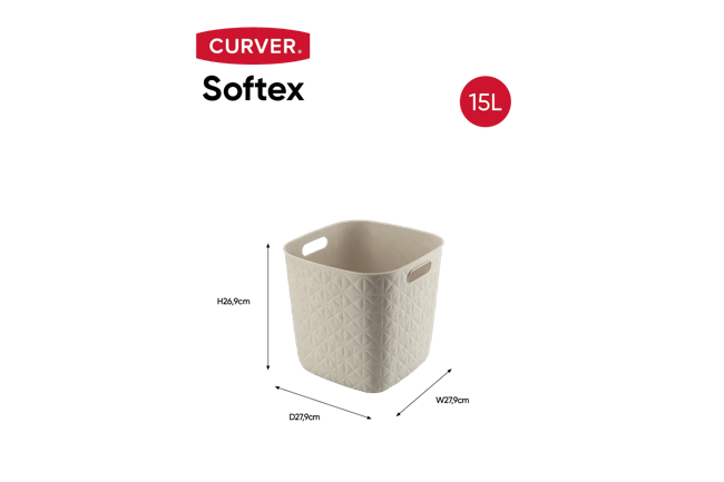 סלסלת כביסה סופטקס מרובעת 15 ליטר - קרם