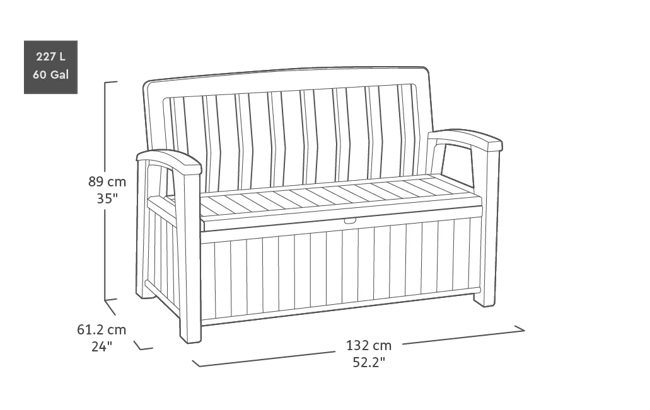 Brown Patio 60 Gallon Outdoor Storage Bench - Keter US