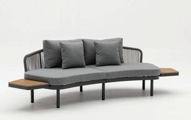 ספת רביצה מרקש + 2 שולחנות צד  - אפור גרפיט