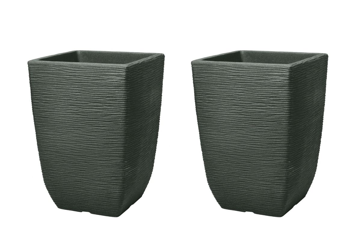 Cotswold Tall Square Planter 33cm Set of 2 - Marble Green