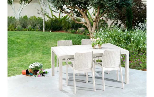 פינת אוכל באלי- שולחן ו 6 כיסאות - לבן