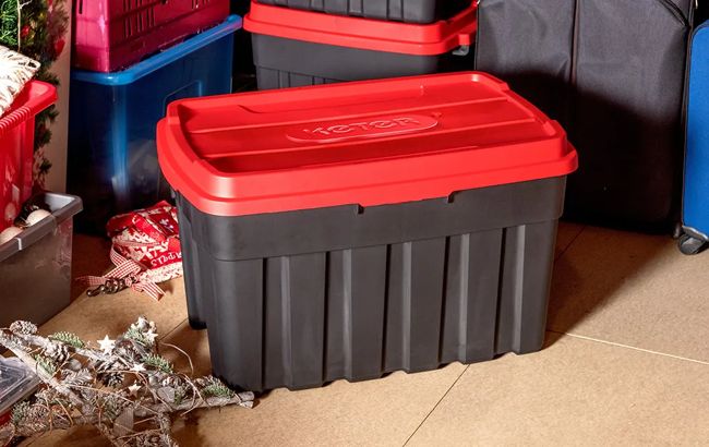 Tuff Box 140L Storage Boxes with Lid  Set of 3 - Black