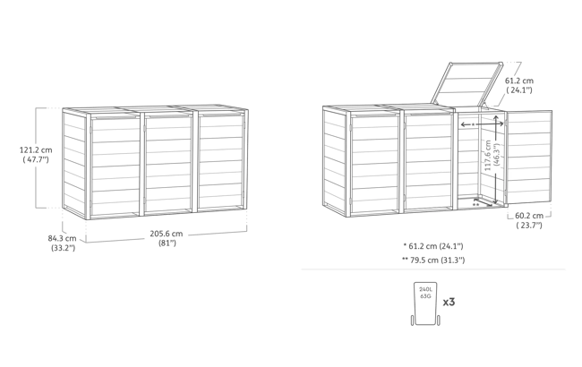 240L Bin Hideaway Base + Extension Kit