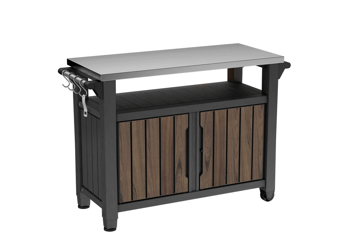 Unity XL Rosewood Outdoor Kitchen Cart With Storage - Keter US