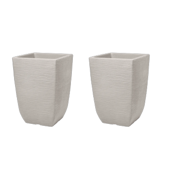 Cotswold Tall Square Planter 33cm Set of 2 - Limestone Grey - Planters