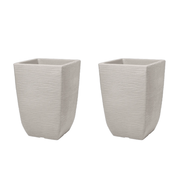Cotswold Tall Square Planter 33cm Set of 2 - Limestone Grey