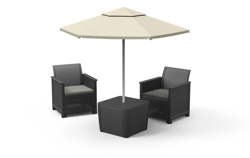 Salon de jardin Tahiti 2 places  - Graphite
