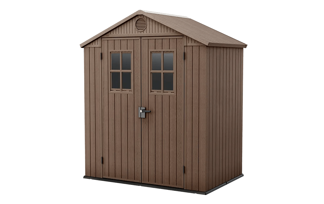 Caseta de exterior Darwin 6x4 ventanas frontales. 190x122x221 y 2,2m2 - Marrón