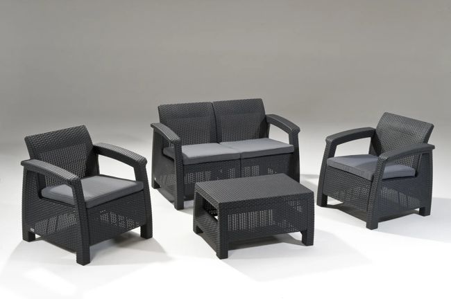Corfu Outdoor Seating Conversation Set​ Graphite - Keter US