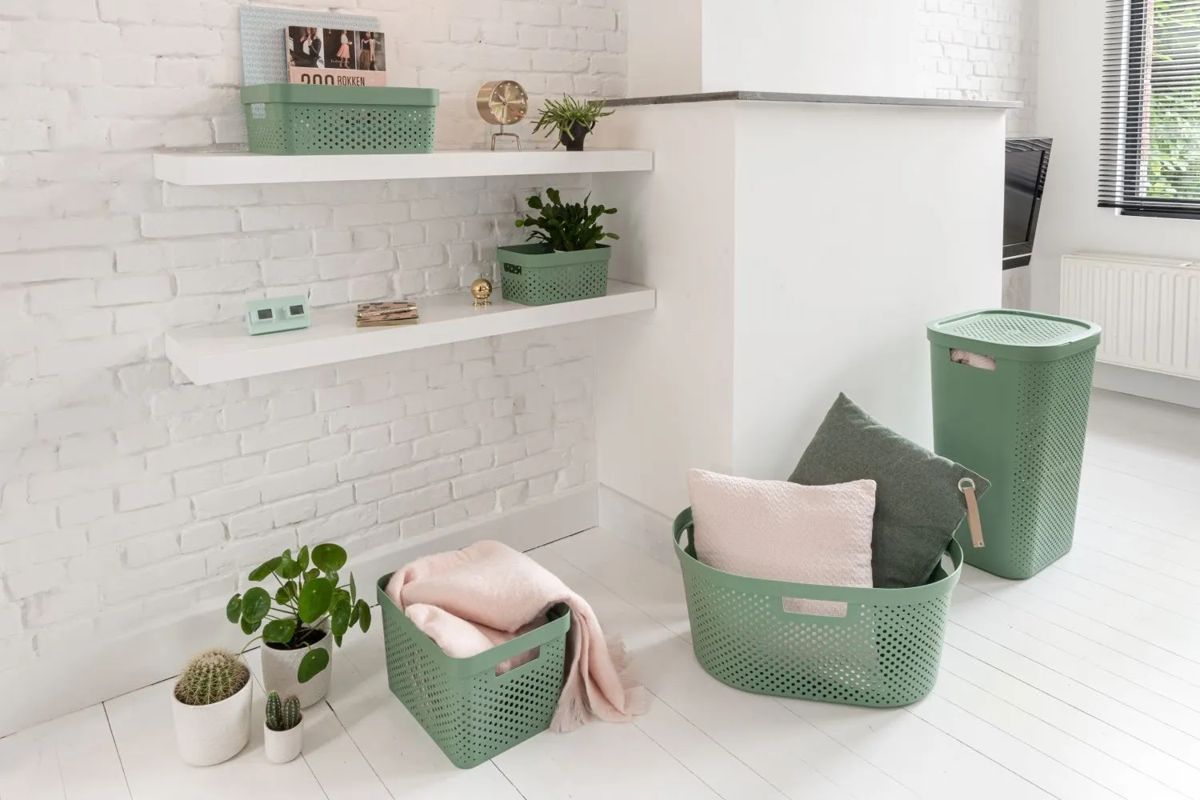 Infinity Dots Wasmand 60L - Groen