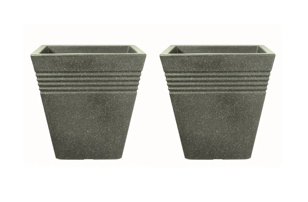 Piazza Square Planter 34cm Set of 2 - Marble Green
