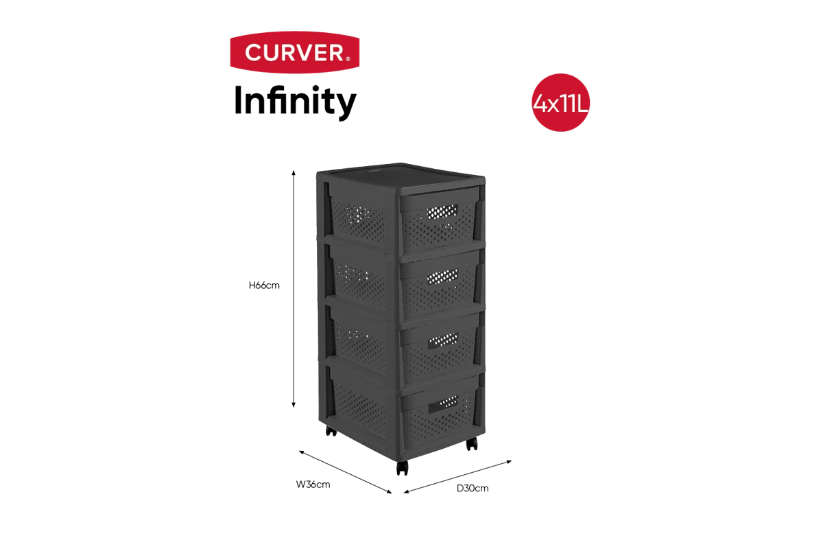 Infinity Dots Ladesysteem 4x11L - Antraciet