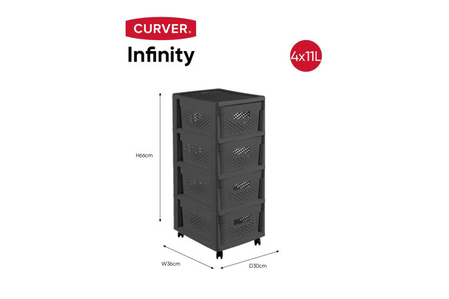 Infinity Dots Ladesysteem 4x11L - Antraciet