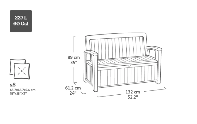 Brown Patio 60 Gallon Outdoor Storage Bench - Keter US