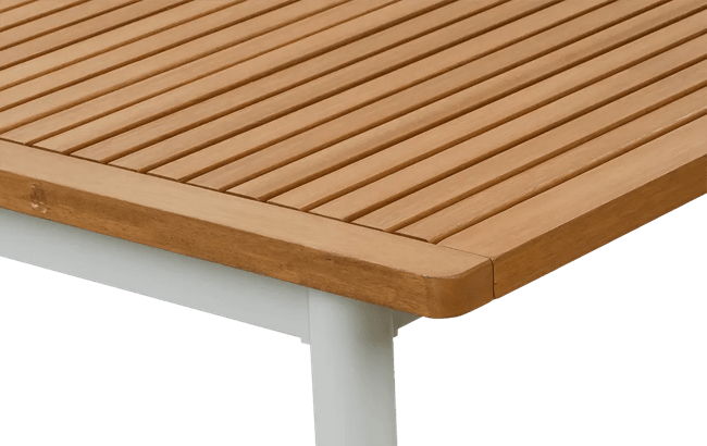 פינת אוכל רוז שולחן אלומיניום בשילוב עץ ו 6 כיסאות - לבן