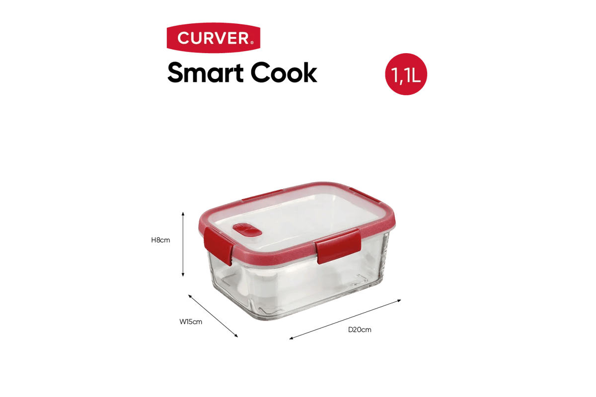 Smart Cook Vershoudsdoos 1,1L - Transparant/Rood
