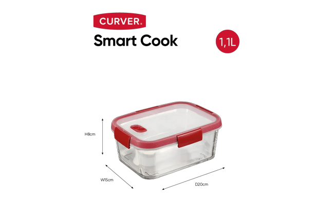 Smart Cook Vershoudsdoos 1,1L - Transparant/Rood