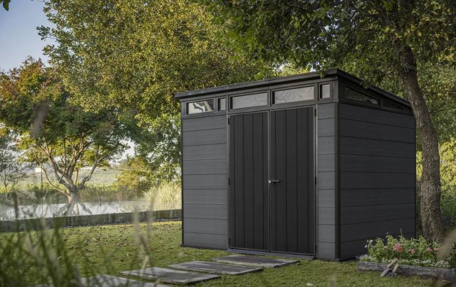 Cortina Graphite Large Storage Shed - 9x7 Shed - Keter US